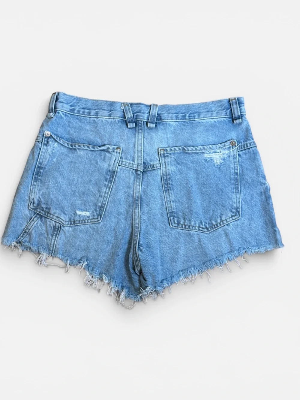 We The Free People Now or Never Light Blue Demin Distressed Cutoff Shorts Sz. 27 - Picture 2 of 8